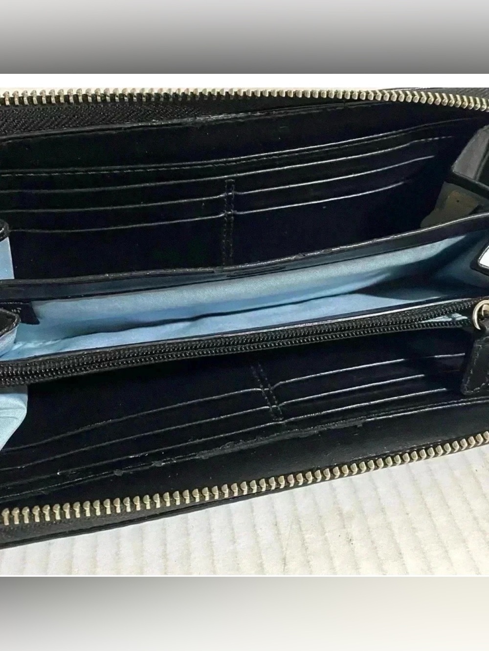 Coach Black Leather Zip-Around Continental Wallet with Embossed Logo - Picture 5 of 11